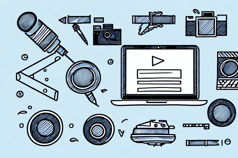 A service-based business using video marketing tools such as a laptop