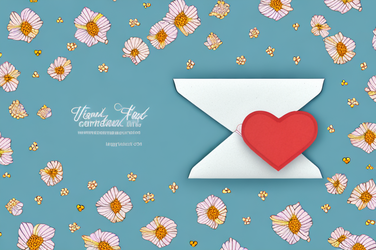 An envelope with a heart-shaped stamp