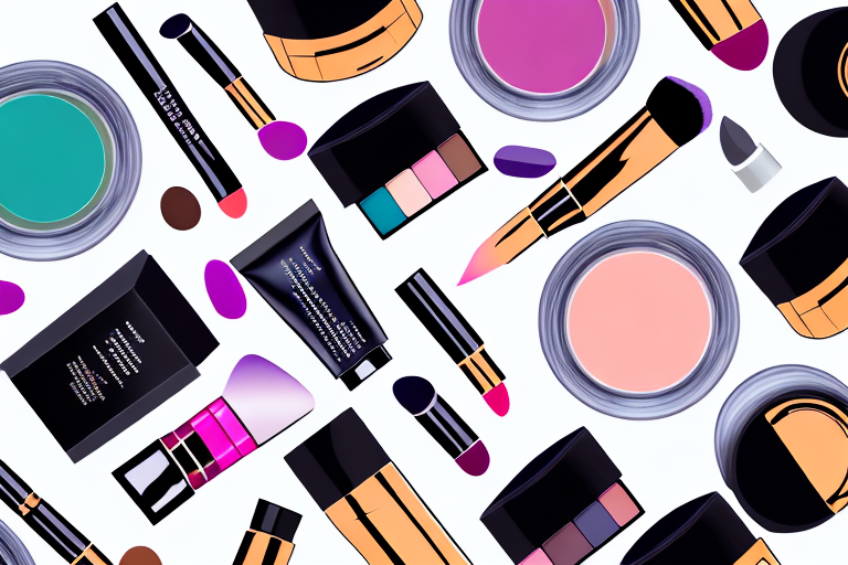 A colorful cosmetics product display to accompany the article