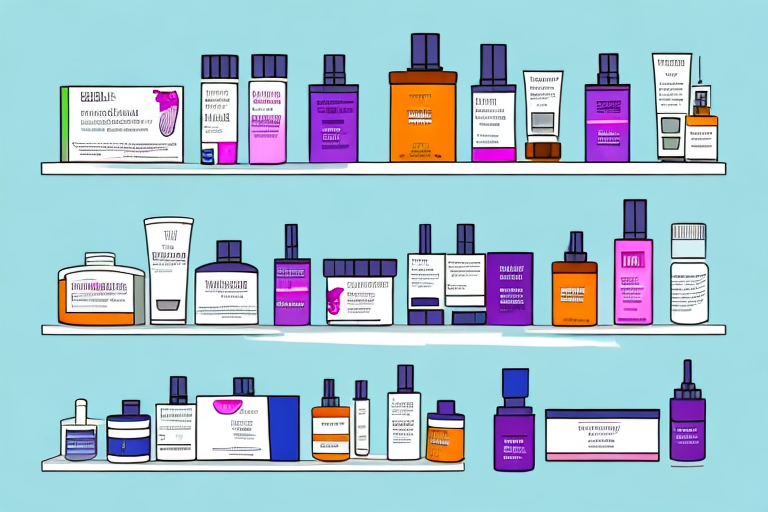 A product shelf stocked with health and beauty products