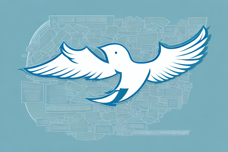 A college and university campus with a twitter bird flying above