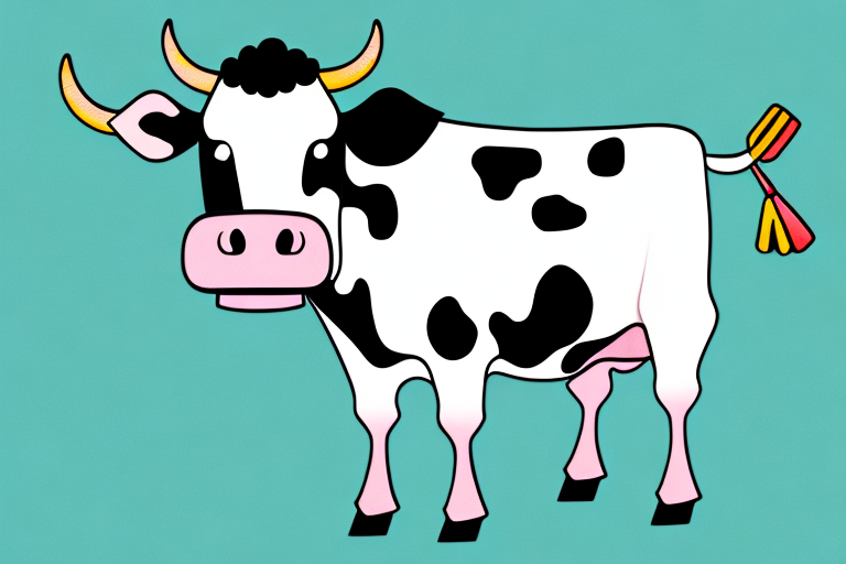 A cow in a field with a tiktok logo hovering above
