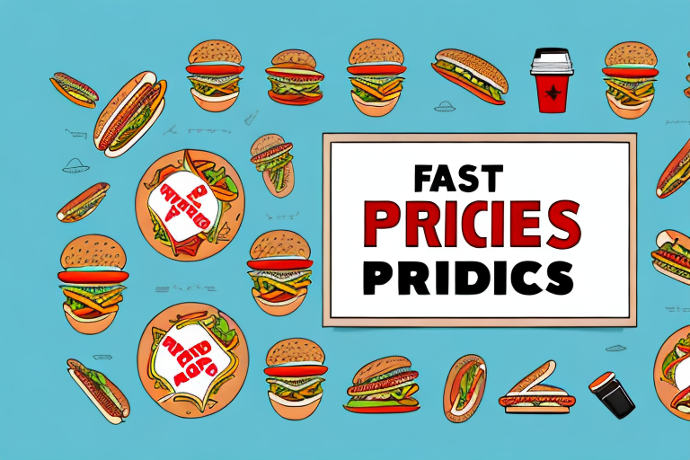 A fast food restaurant with a sign displaying a large increase in prices