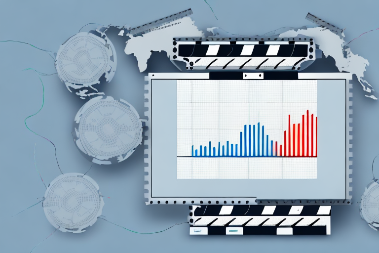 A film production and distribution business with a graph showing a decline in international trade