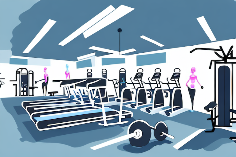 A fitness center or health club with a stark contrast between the people inside and outside
