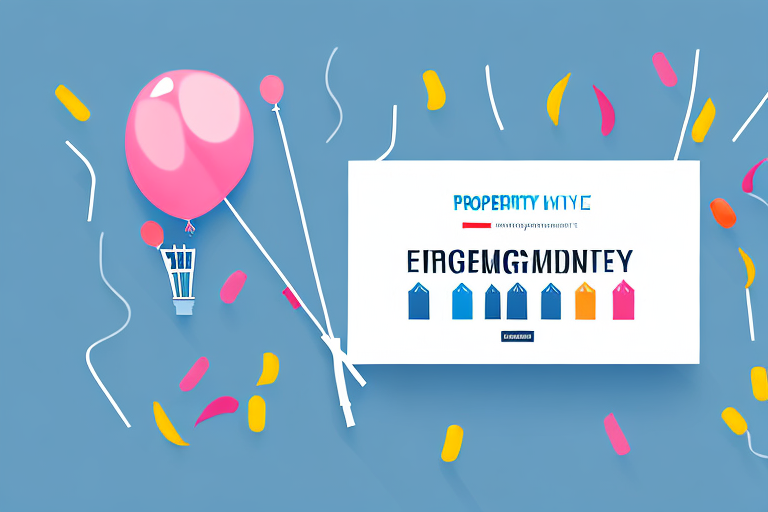 A property management business building with a banner and balloons to represent an event marketing campaign