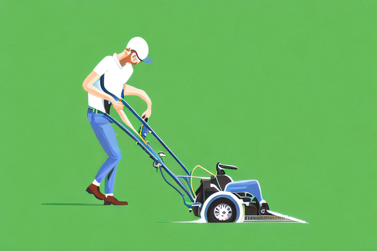 A lawn with a trimmer cutting the grass