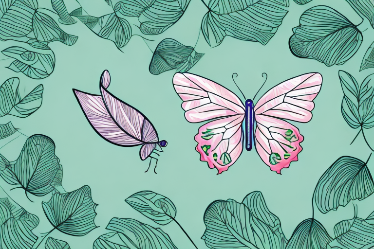 A fashion brand logo with a green leaf and a butterfly to represent a sustainable fashion business