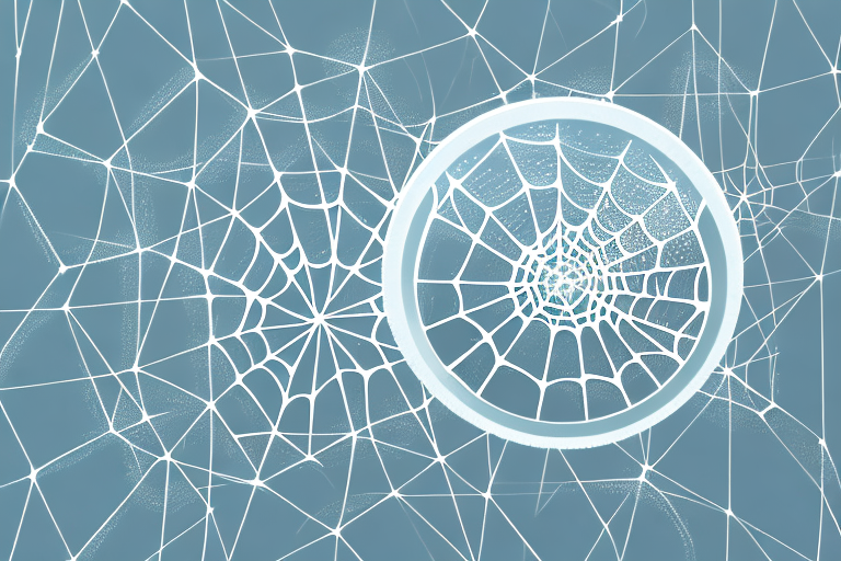 A magnifying glass with a web of interconnected lines and shapes to represent the complexity of an affiliate marketing campaign