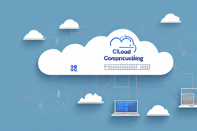 A cloud computing system with various components connected together