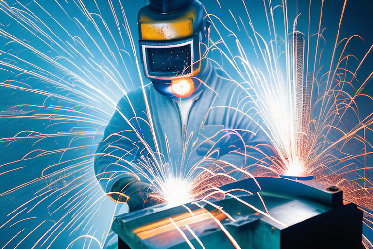 A welder working in a workshop