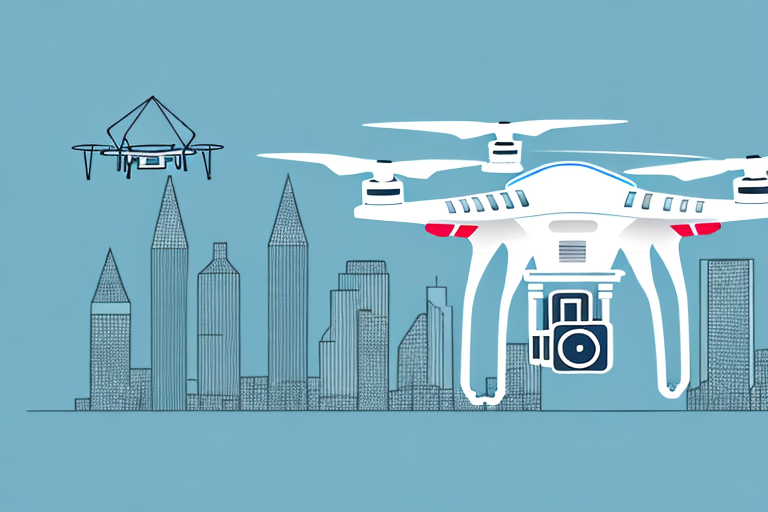 A drone flying over a cityscape