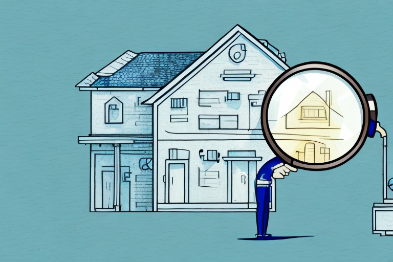 A house with a magnifying glass inspecting it