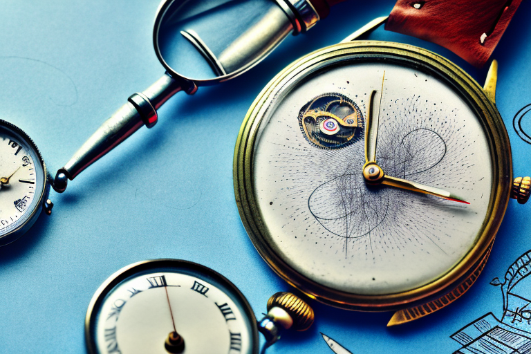 A vintage watch being repaired with a magnifying glass