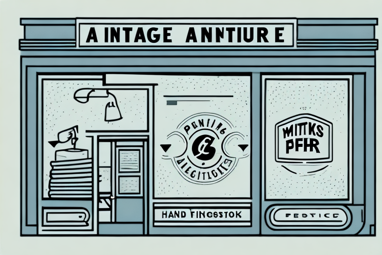 A vintage clothing store with a 'pay per click' sign in the window