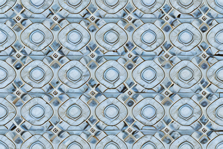 A wall with ceramic tiles installed in an interesting pattern
