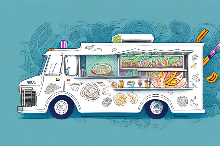 A food truck with a bright