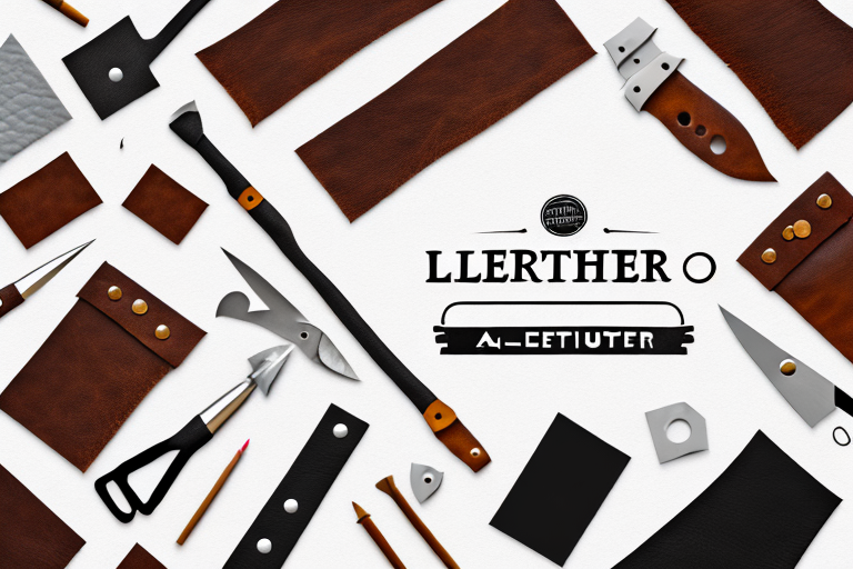 A leather craft workshop with tools and materials