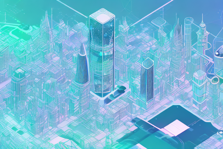 A futuristic cityscape with augmented reality elements