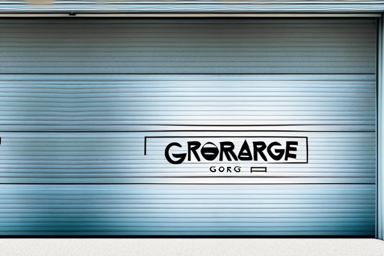 A garage door with a creative marketing campaign design on it