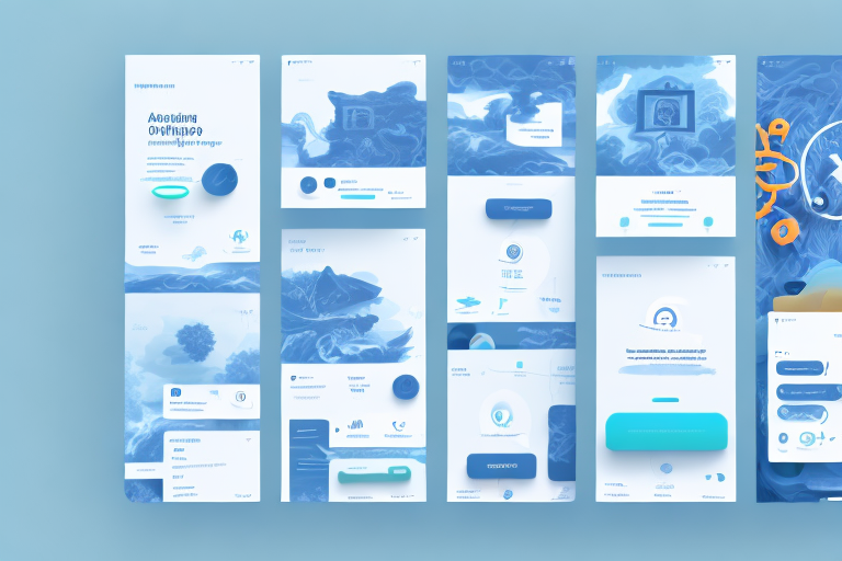 A user interface design with a content marketing campaign behind it
