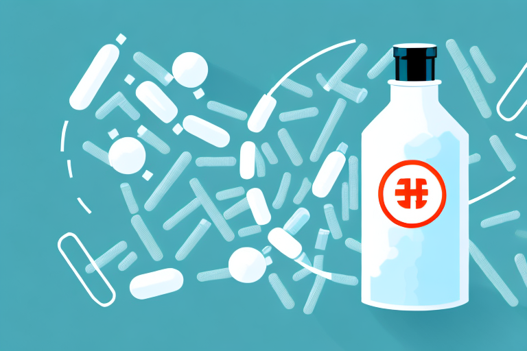 A bottle of pharmaceuticals with a hashtag symbol hovering above it