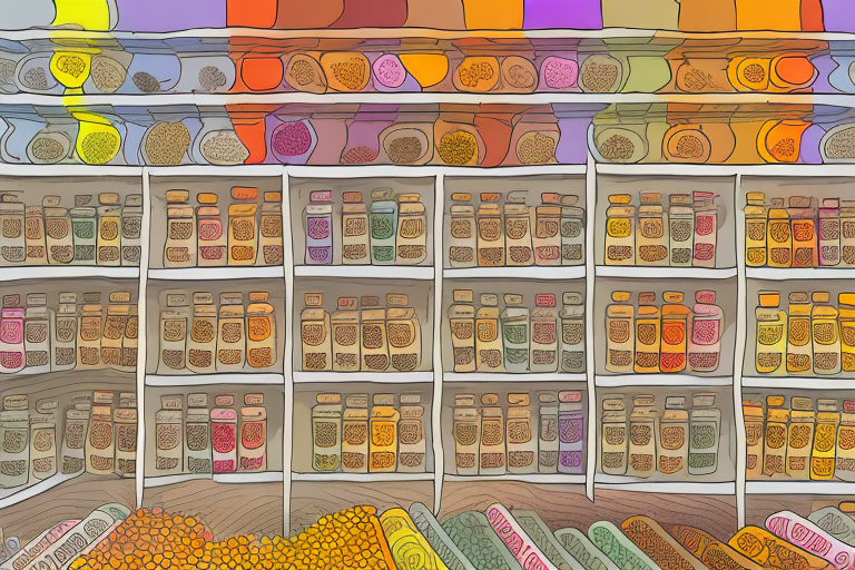 A vibrant and colorful spice store