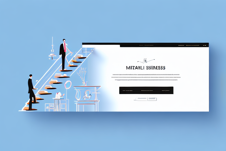 A small business e-commerce platform with a staircase leading up to a higher level