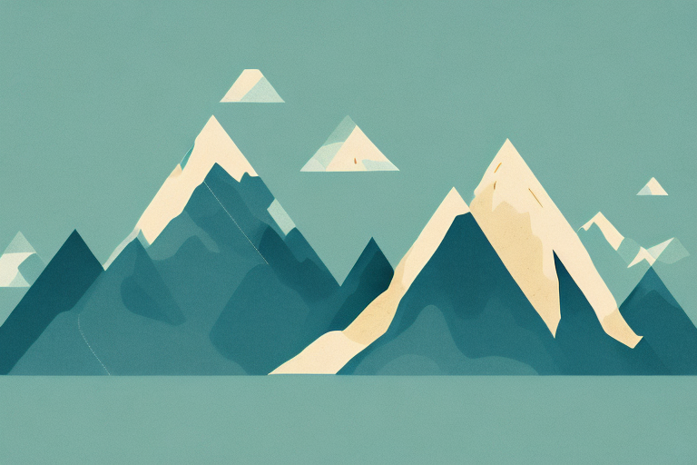 A mountain range with an athlete scaling it