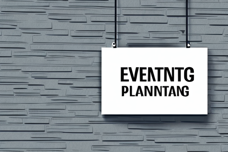 A brick and mortar building with a staircase leading up to a door with a sign that reads "event planning"
