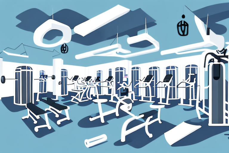 A fitness center or health club with multiple levels