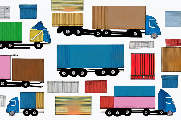 A freight truck with a variety of colorful boxes and packages in the back