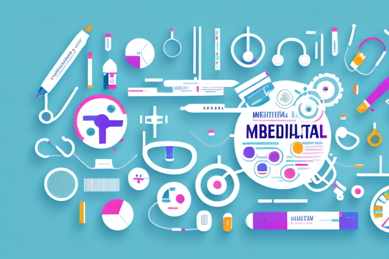 A medical device with a colorful infographic-style design