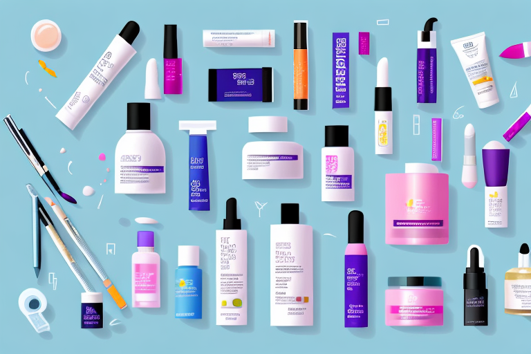 A variety of health and beauty products in an organized and visually appealing way