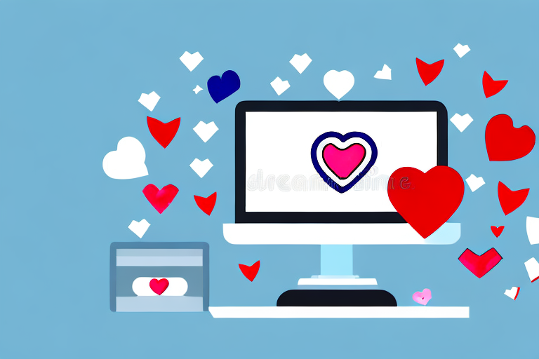 A computer with a heart-shaped icon on the screen