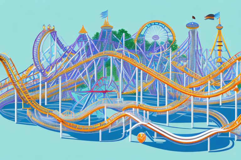 A theme park with rollercoasters