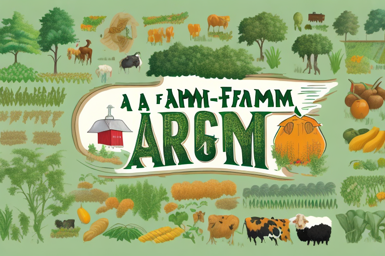 A farm with a variety of crops and animals