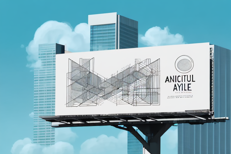 A billboard with an architectural design on it