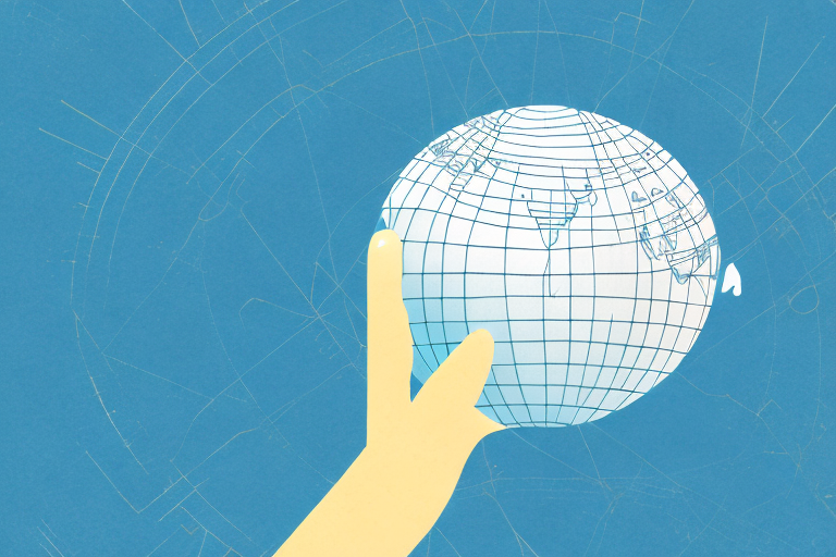 A globe with a hand reaching out to it