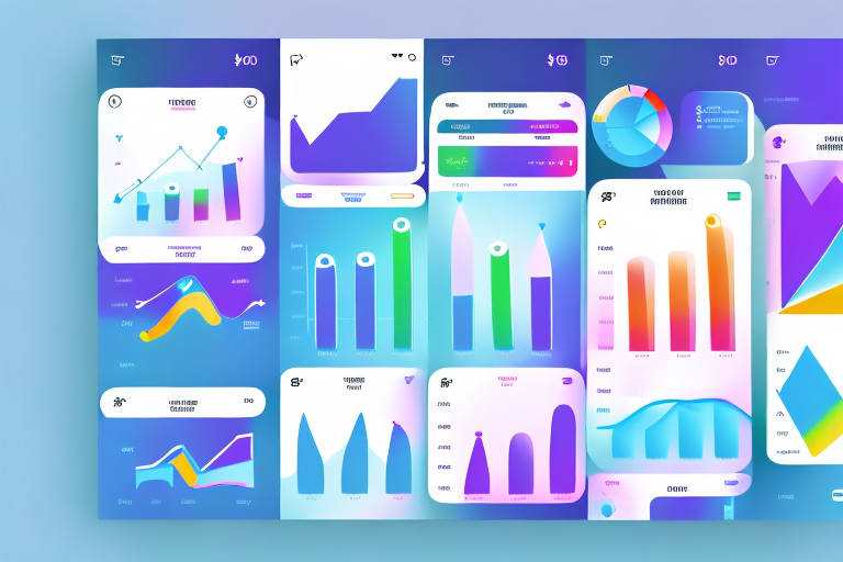 An instagram app interface with colorful graphs and charts to illustrate the concept of increasing net revenue