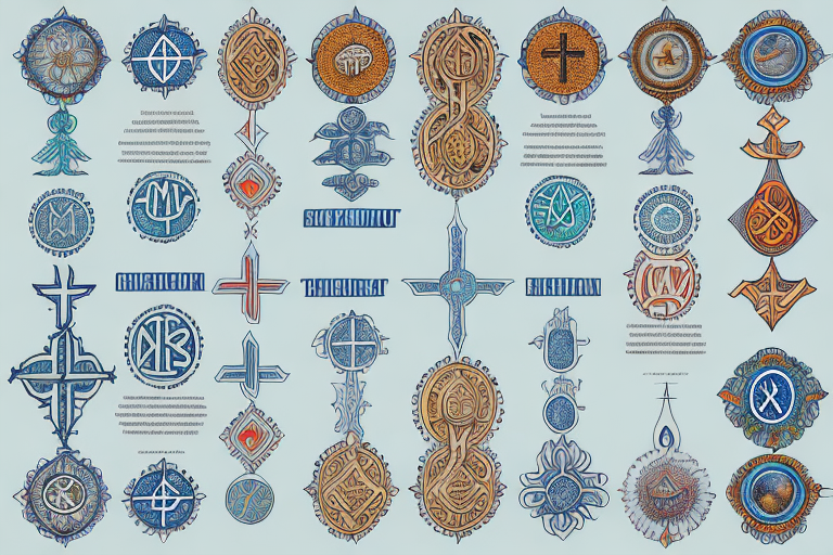 A comparison chart with different religious symbols