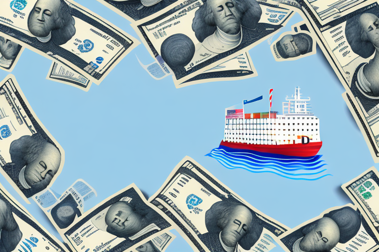 A cargo ship sailing through a sea of deflationary currency