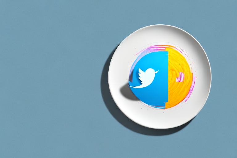 A plate of food with a twitter logo hovering above it