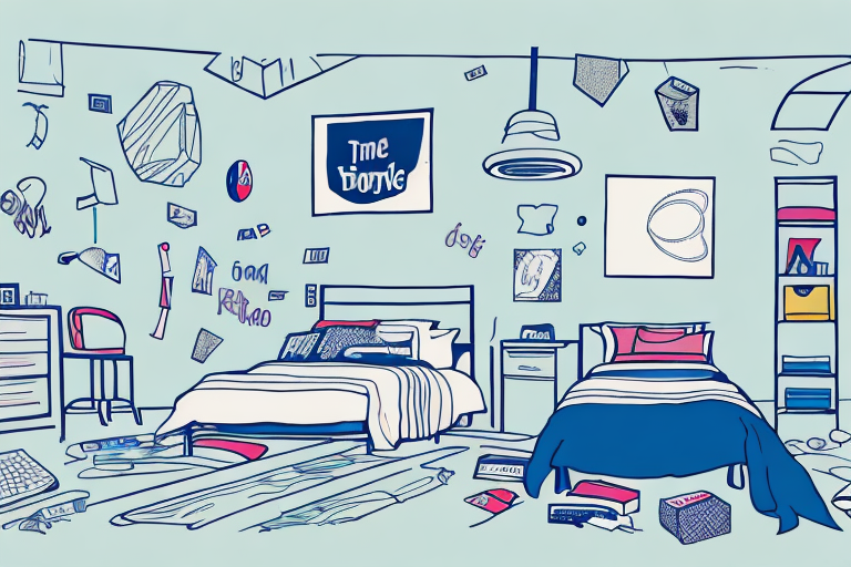 A teenager's bedroom with a variety of branded merchandise items scattered around the room