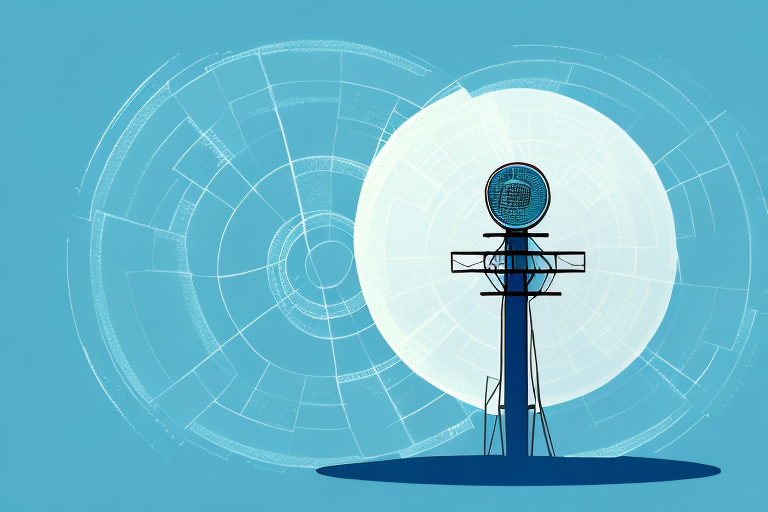 A radio broadcasting tower surrounded by a bubble