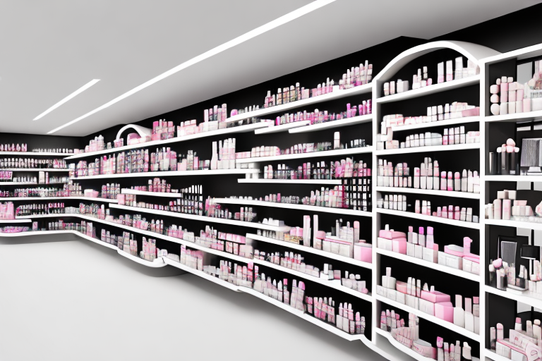 A cosmetics store with shelves full of products