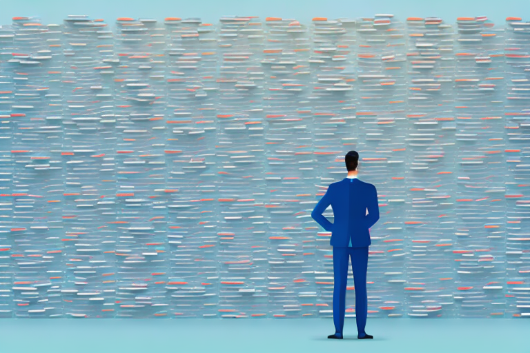 A person standing in front of a wall of credit cards