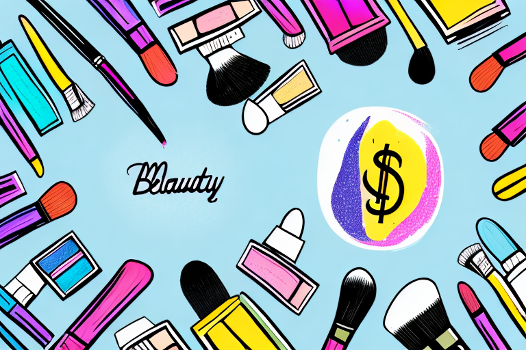 A colorful beauty product with a dollar sign in the background
