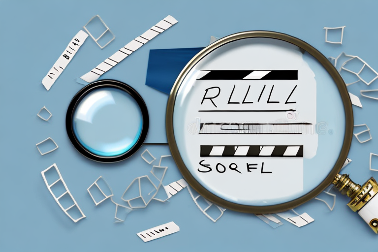 A film reel and a magnifying glass to represent the concept of using seo to reach customers in the film and tv industry