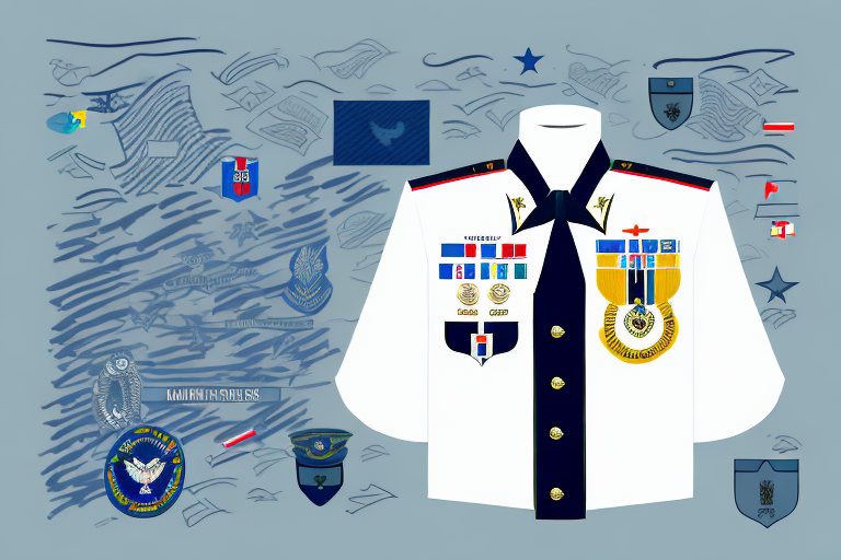 A military veteran's uniform with a social media post in the background